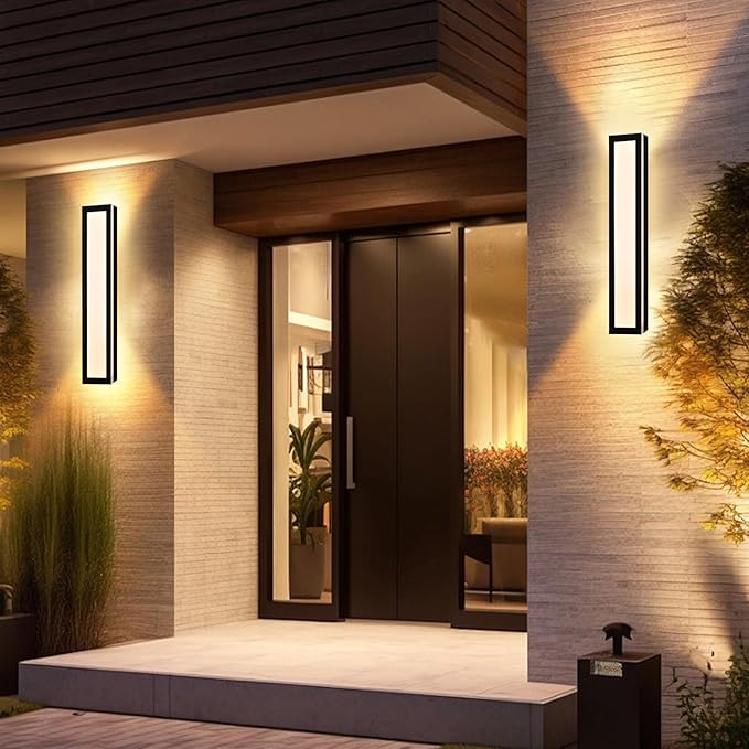 Long Outdoor LED Wall Sconce – 2 Pack, Dimmable 5CCT Linear Light