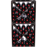 FDHUIJIA Wine Racks countertop Solid Wood Stackable Storage Rustic Retro Cube 48-Bottle Wooden Wine Rack Wine Cabinet(48BottleBlack)