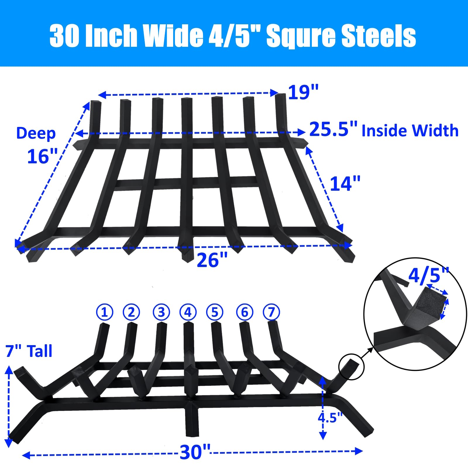 30-Inch Heavy Duty Fireplace Grate