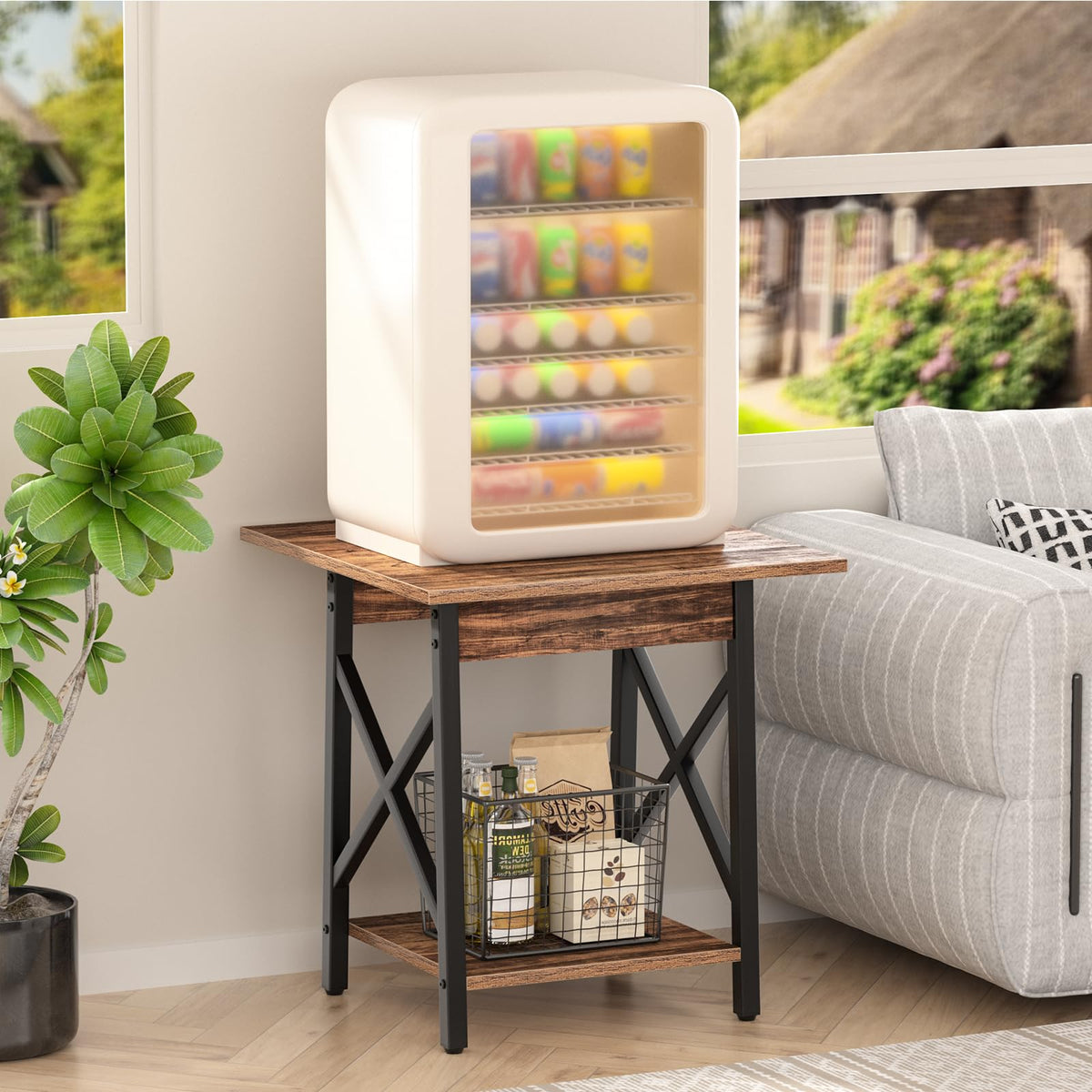 Square End Table with Storage