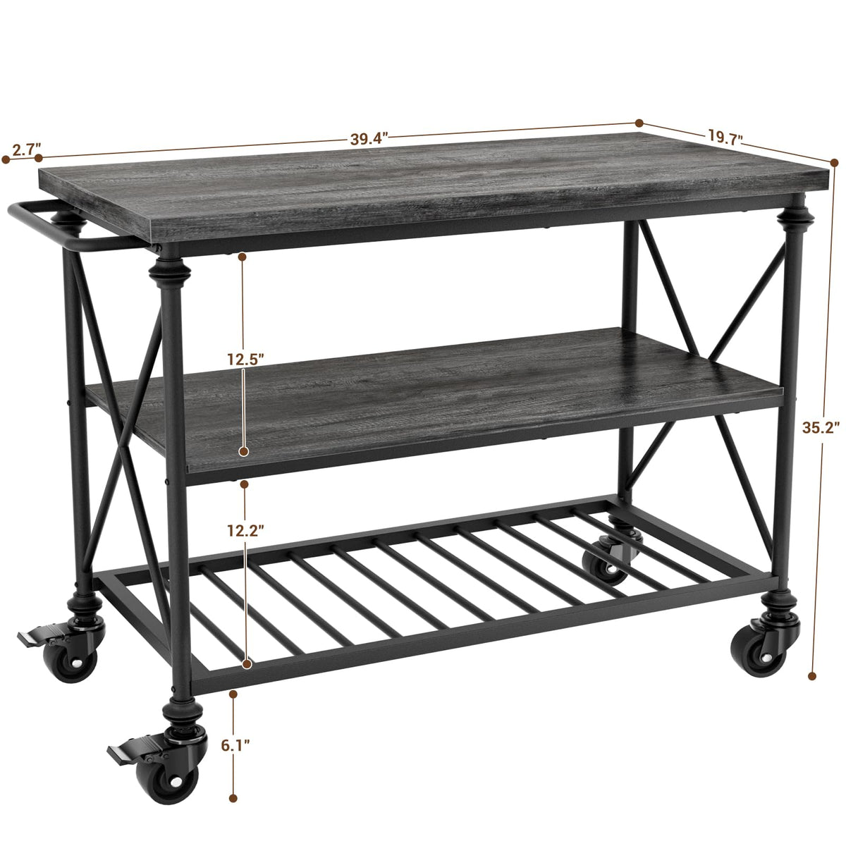 3-Tier Rolling Kitchen Island