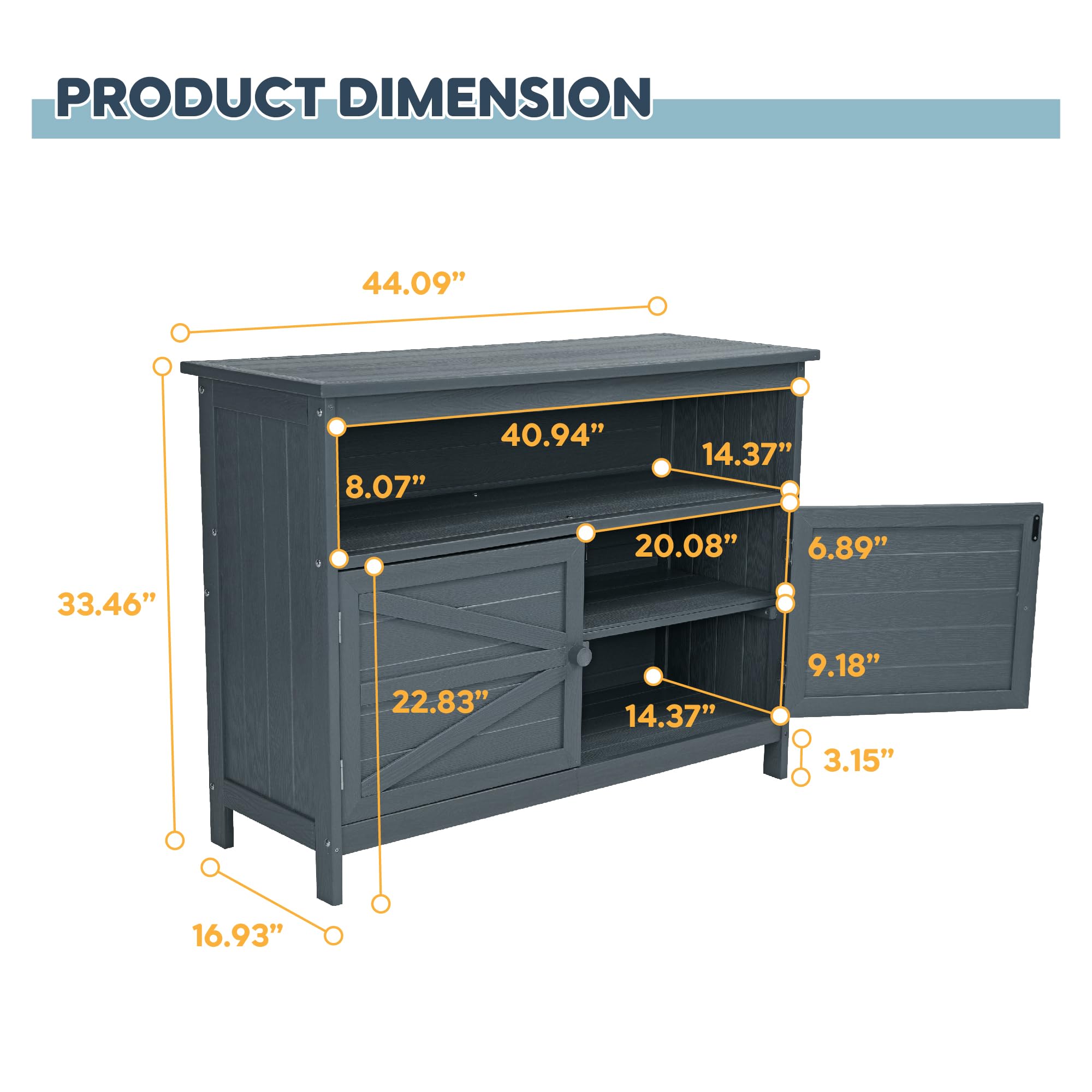 Outdoor Storage Cabinet with Magnetic Doors
