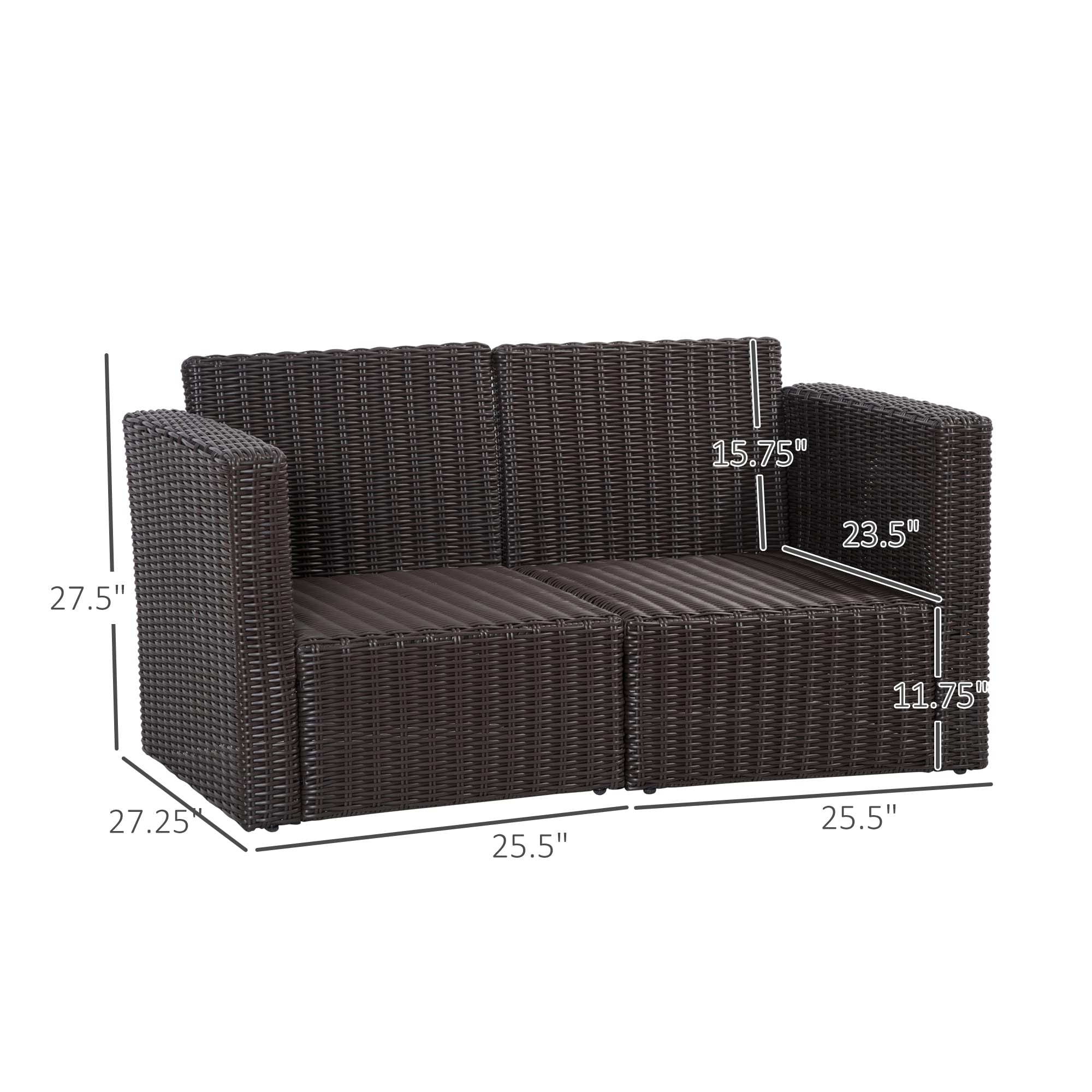 2-Piece Patio Wicker Corner Sofa Set
