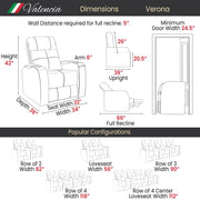 Valencia 2025 Verona Power Headrest Home Theater Seating – Top Grain Nappa Leather 9000 – Power Adjustable Headrest, USB-C Fast Charging, LED Cup Holders (Row of 3, Black)