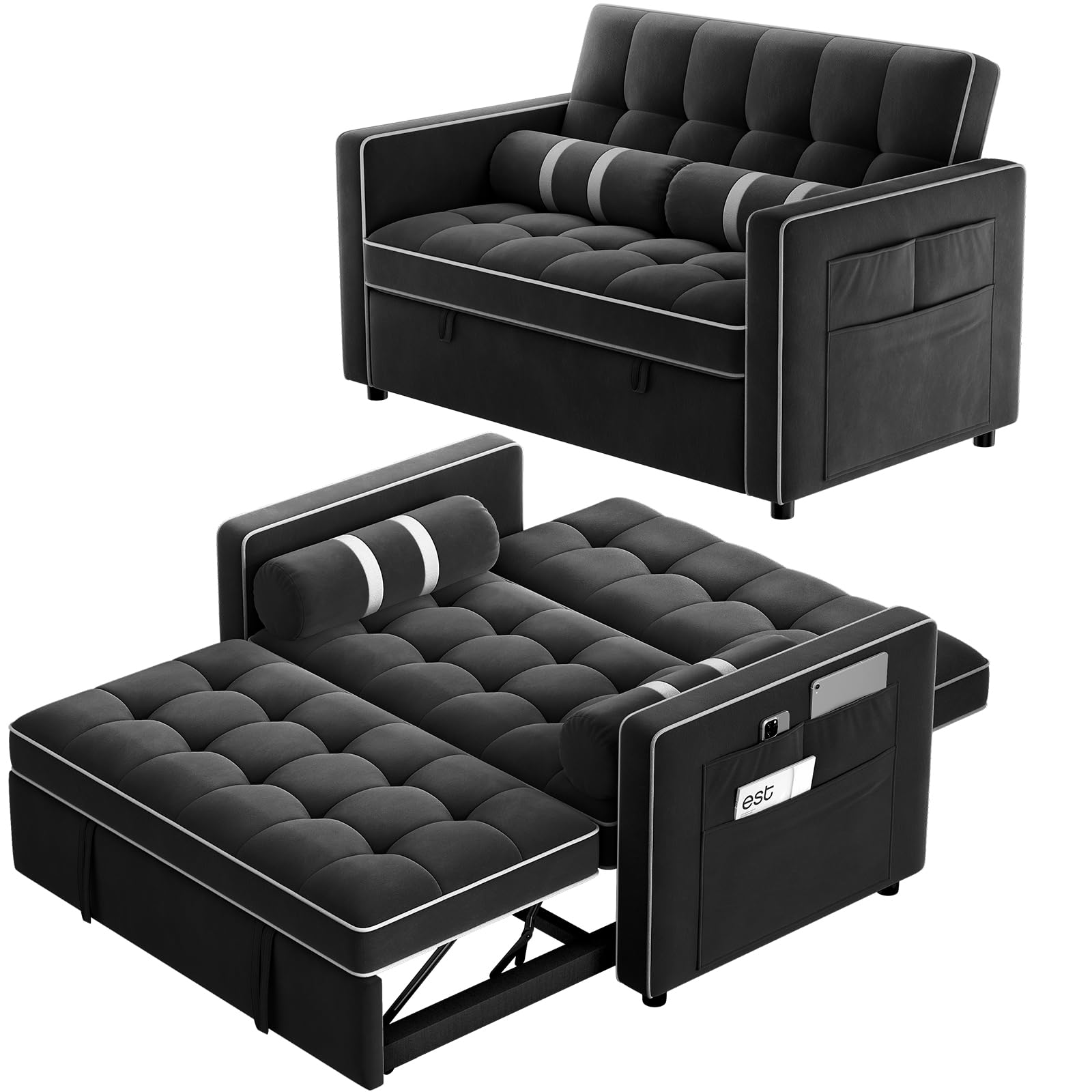 3-in-1 Convertible Sleeper Sofa Bed with USB Ports