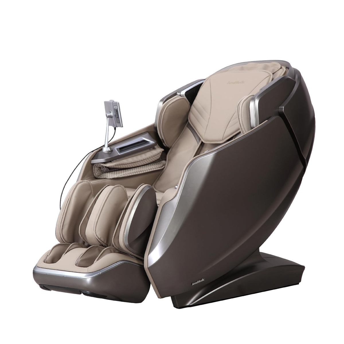 AmaMedic Revive 4D Massage Chair, Zero Gravity Full Body Recliner, Brown
