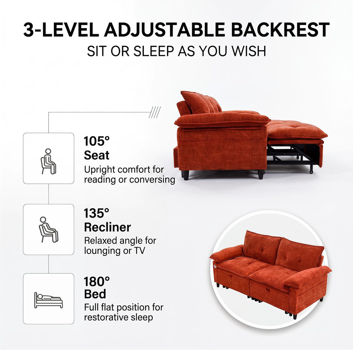 Chenille Loveseat Sleeper Sofa
