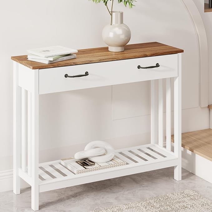 White Console Table with Drawer