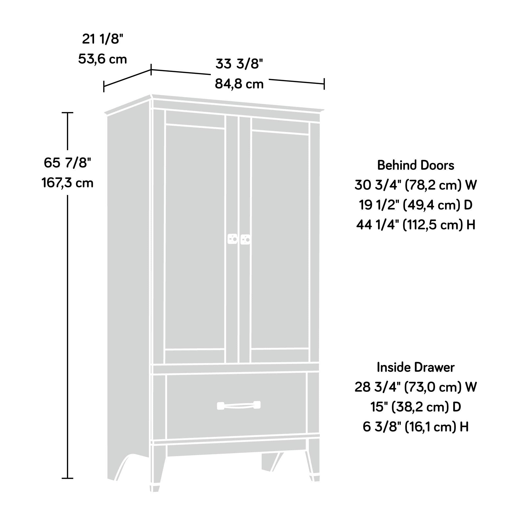 Wardrobe Armoire with Garment Rod & Drawer