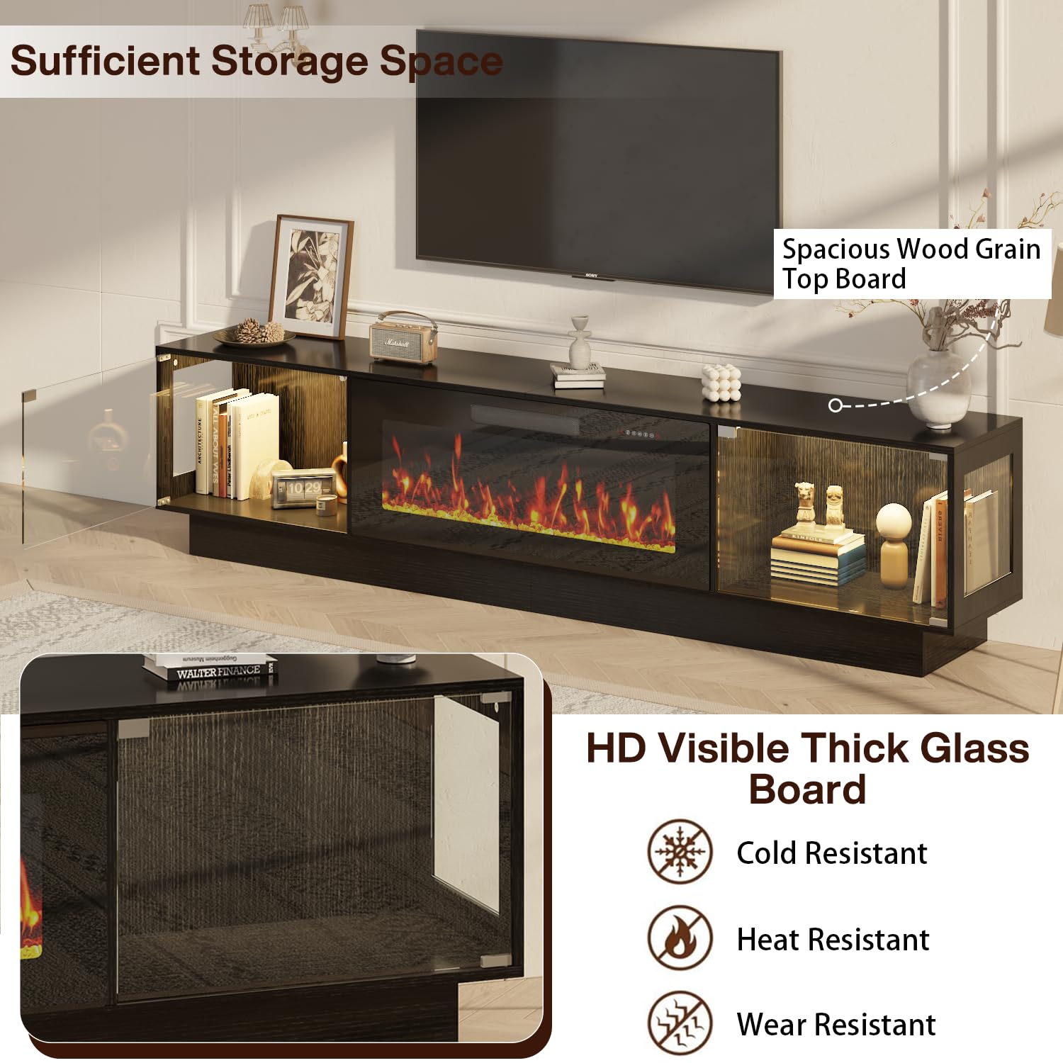 80" Electric Fireplace TV Stand