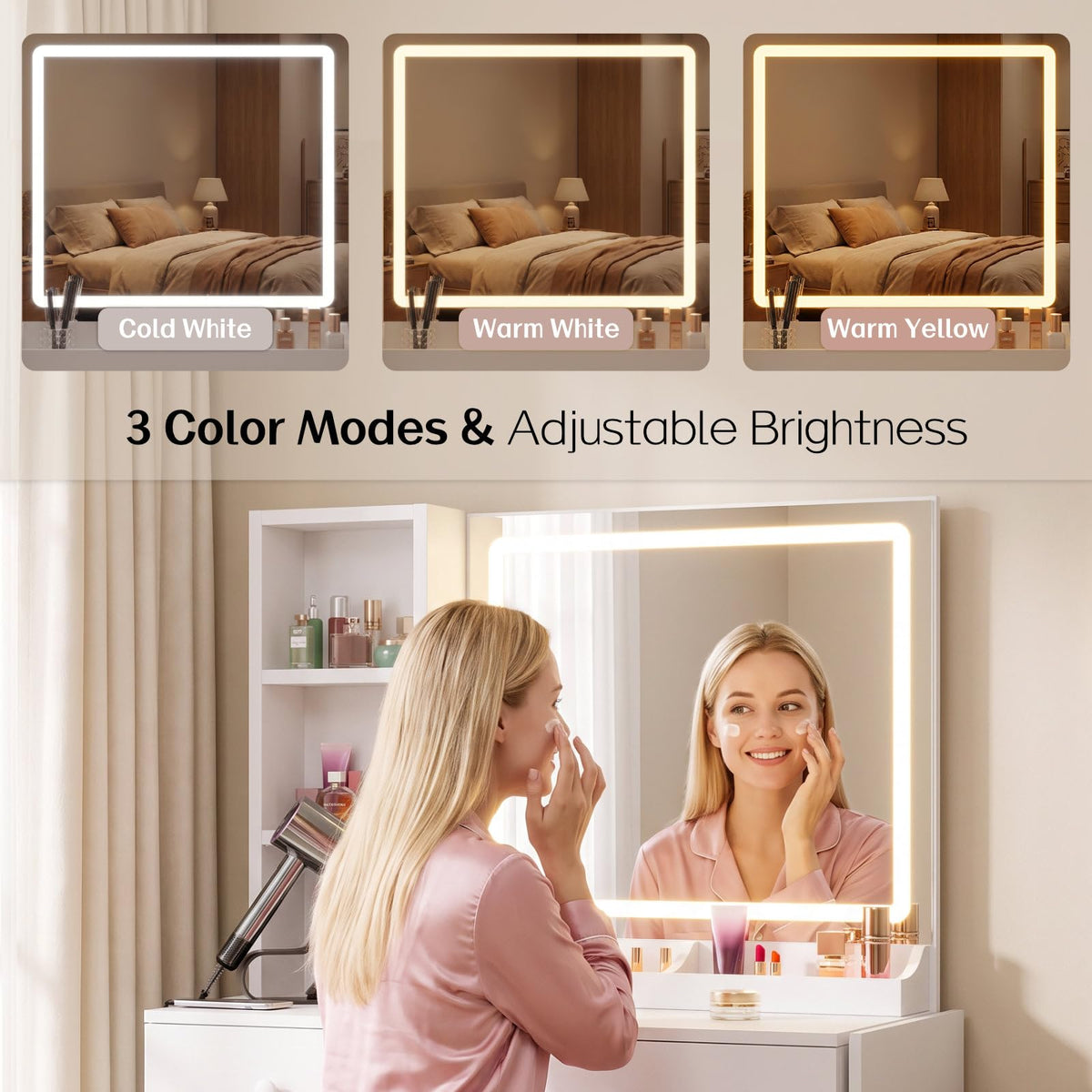 White LED Vanity Desk Set