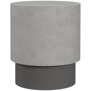 HOMCOM Concrete Finish End Table Round Outdoor Side Table Gray