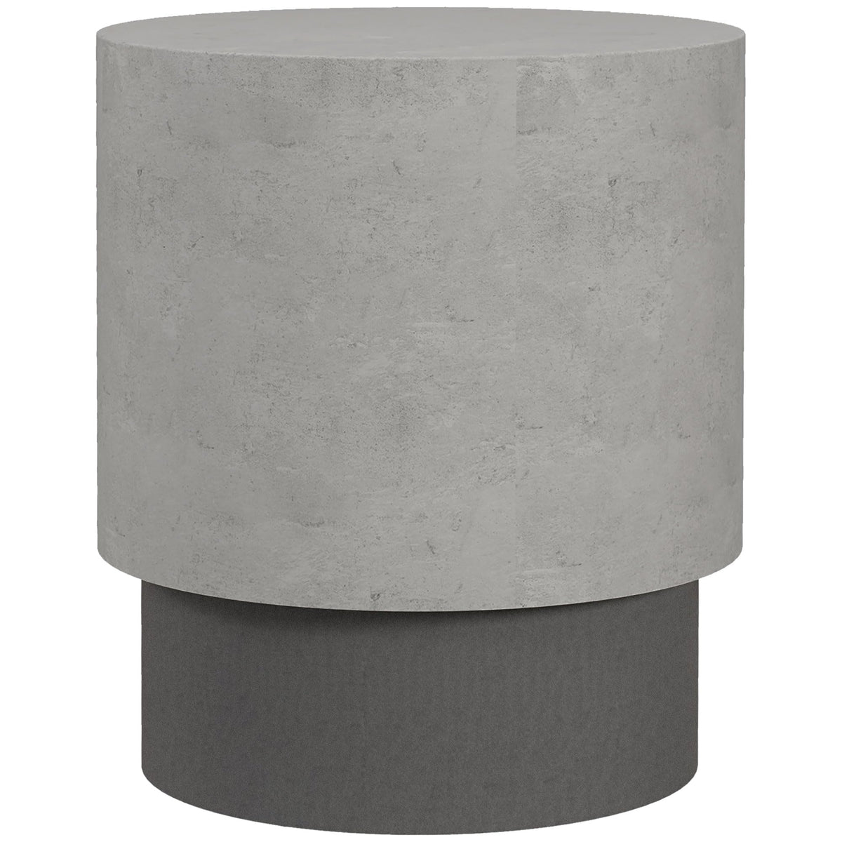 HOMCOM Concrete Finish End Table Round Outdoor Side Table Gray