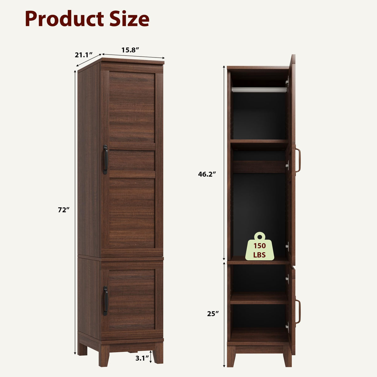 Walnut Two-Door Wardrobe