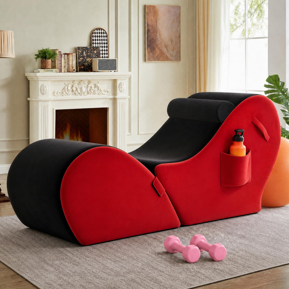 2-in-1 Convertible Yoga Chaise, Heart-Shaped Lounge Sofa for Stretching