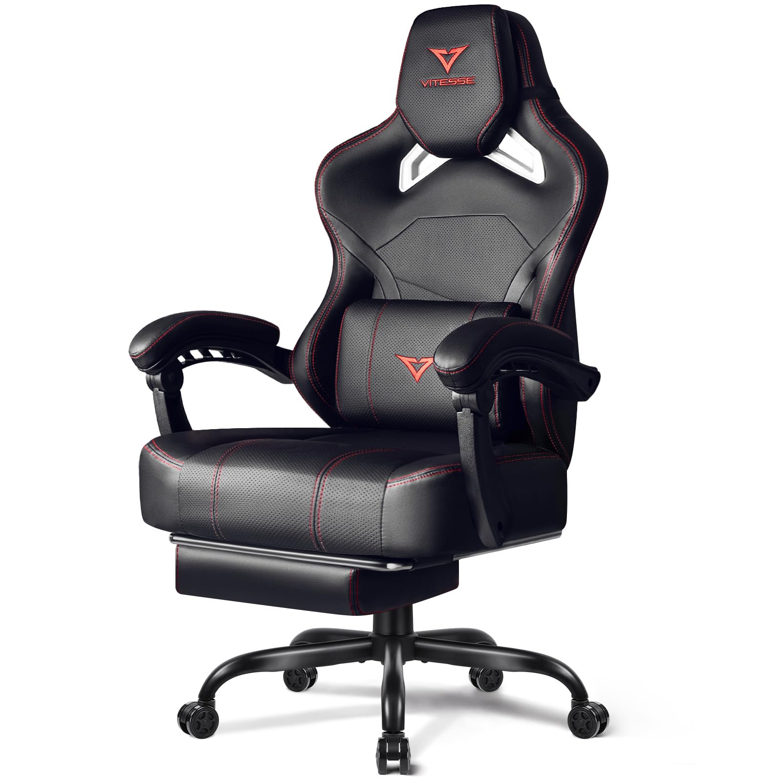 VITESSE Big and Tall Gaming Chair 400lb Capacity with Footrest, Racing-Style High Back Video Game Chair for Adults, PU Leather Computer Chair with Oversized Headrest for Gaming and Work