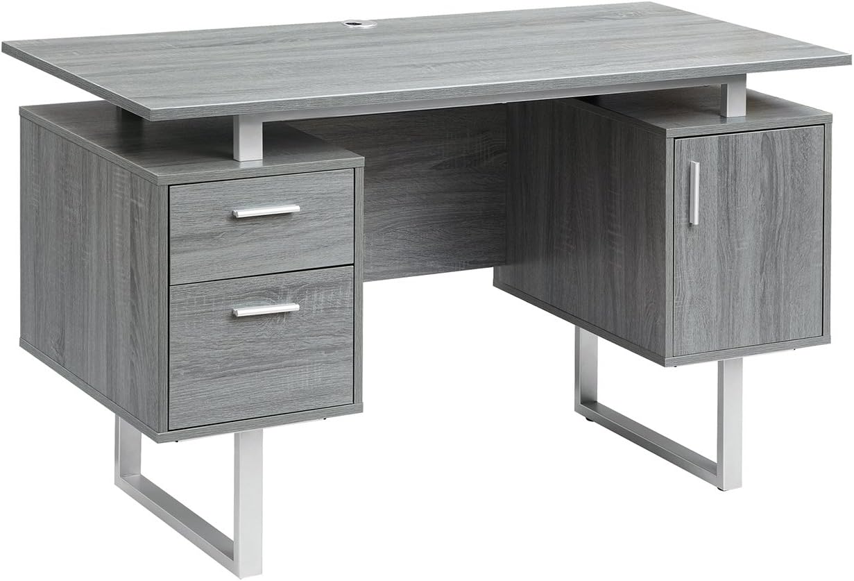 Modern Office Desk with Storage Drawers & File Cabinet