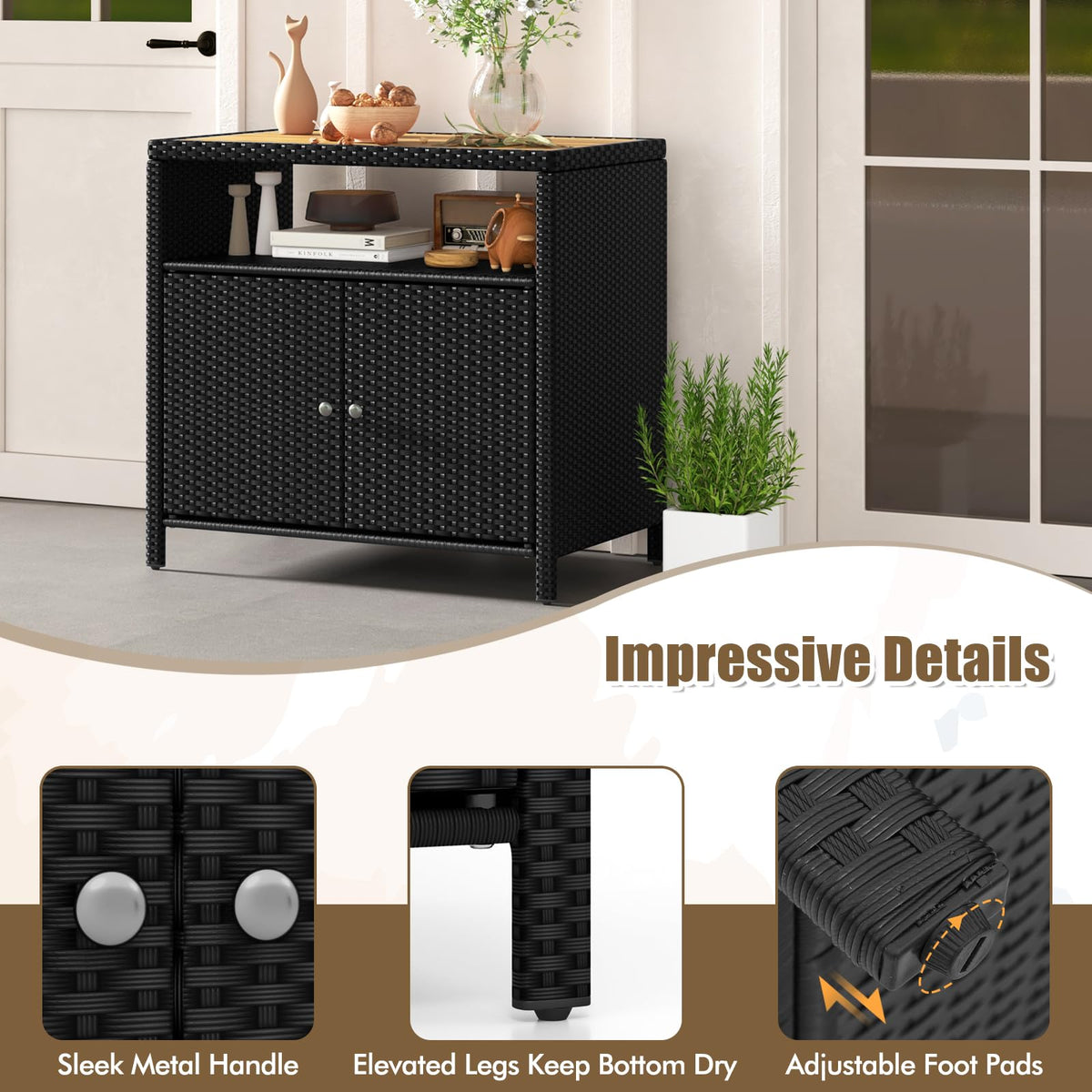 Outdoor Rattan Storage Cabinet