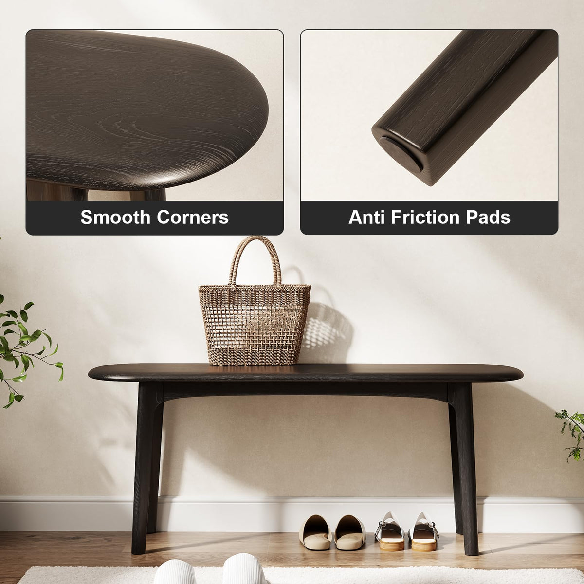 Solid Rubberwood Dining Bench