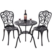 Withniture Bistro Set 3 Piece Outdoor,Cast Aluminum Patio Bistro Sets with 1.97''Umbrella Hole,Rust-Resistant Outdoor Table and Chairs,Patio Furniture Set for Garden,Park (Black)