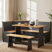 L-Shaped Corner Breakfast Nook Dining Table Set with Bench