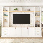 102.3" Farmhouse Entertainment Center with 6 Drawers & Adjustable Shelves