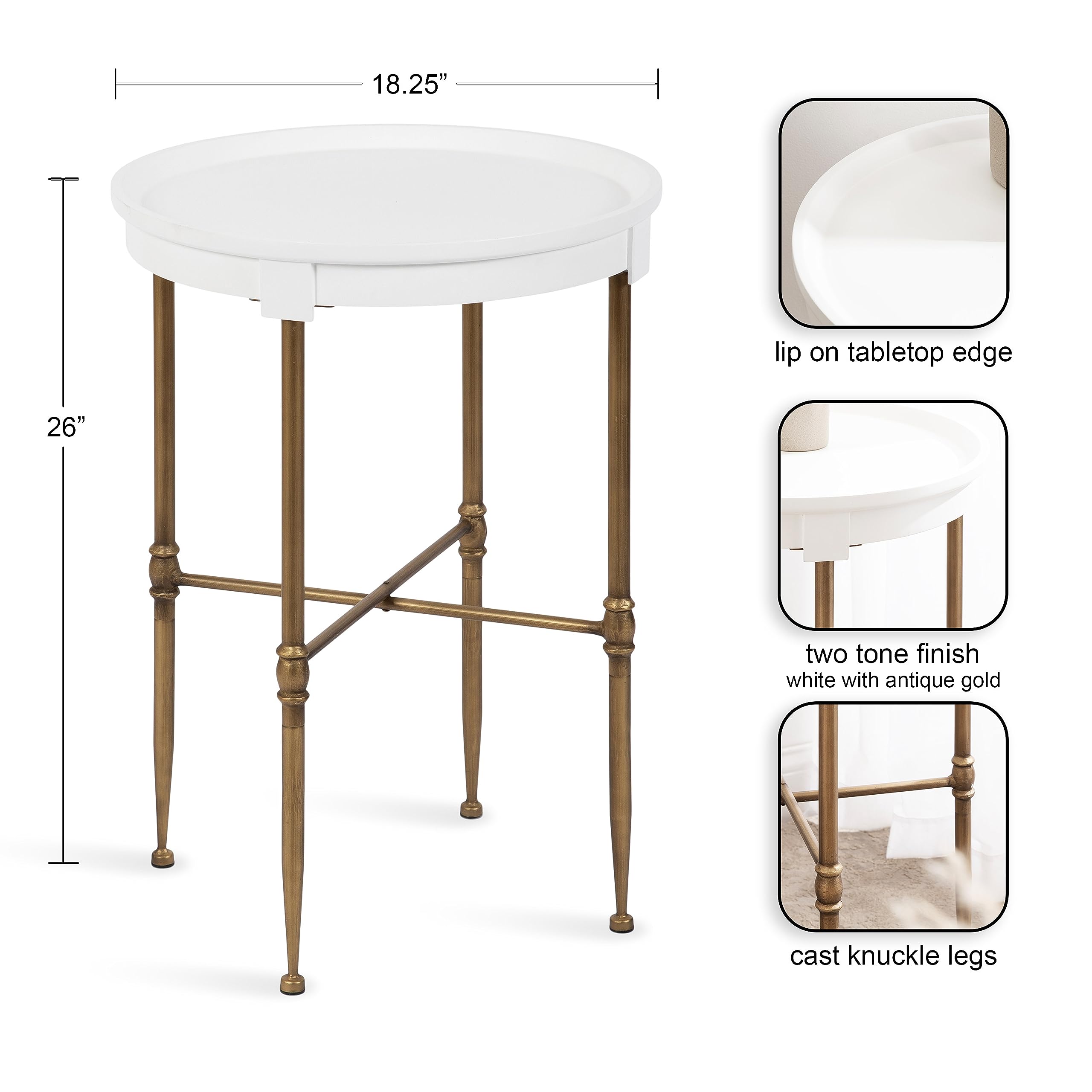 Round Glam Side Table with Geometric Metal Base