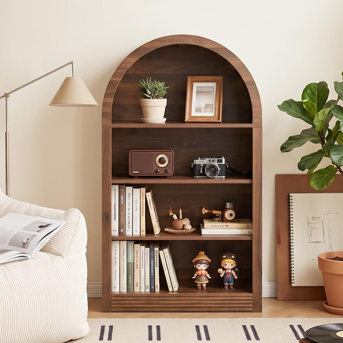 Arched 4-Shelf Bookcase