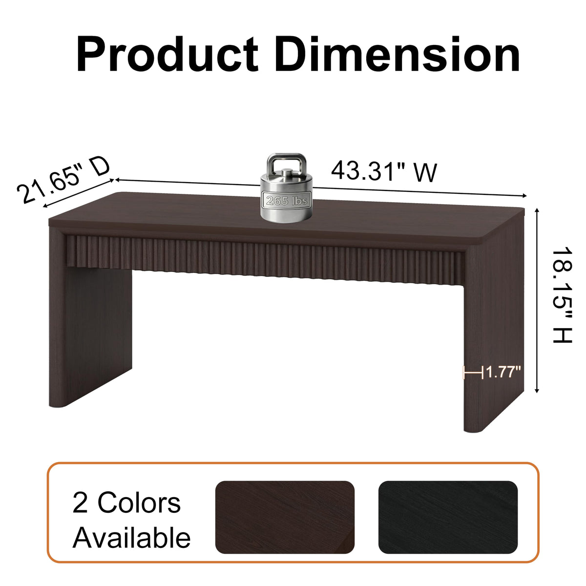 Walnut Brown Fluted Coffee Table