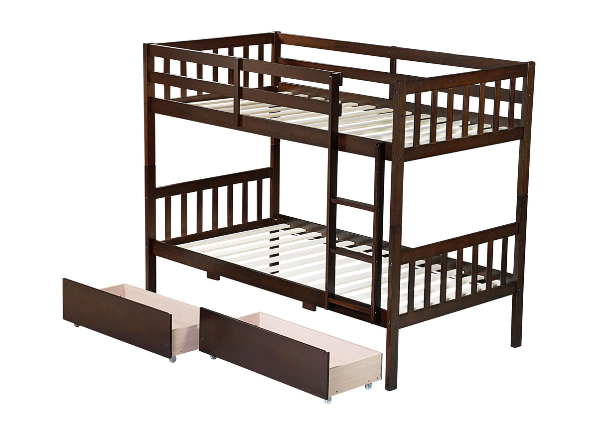 Twin Bunk Bed with Storage Drawers