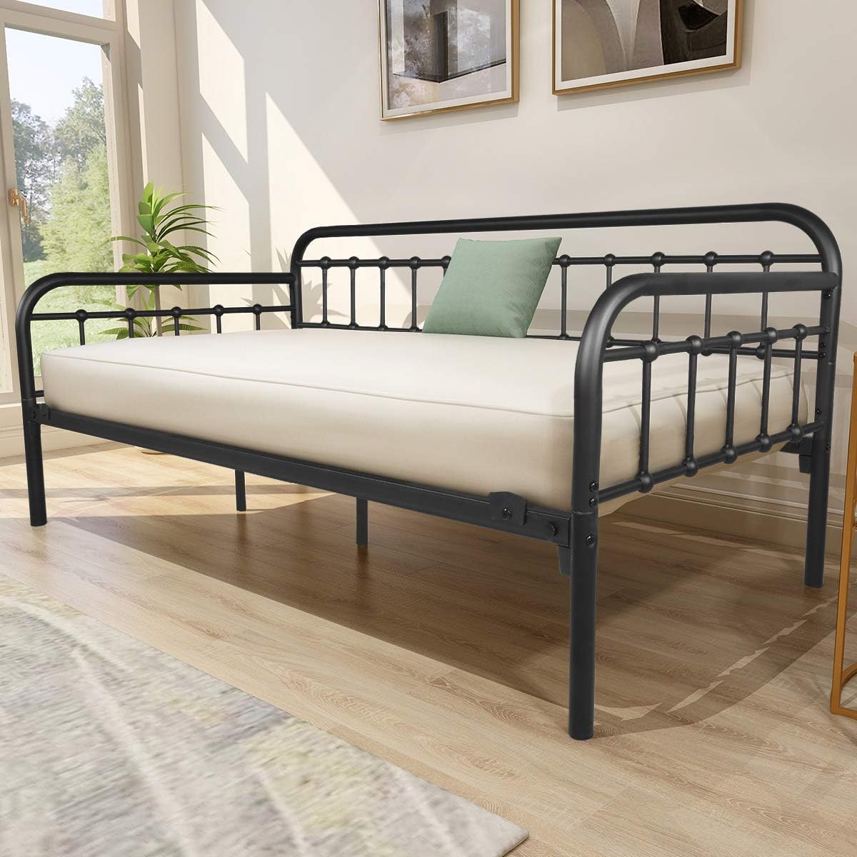 Twin Metal Daybed Frame with Heavy Duty Slats