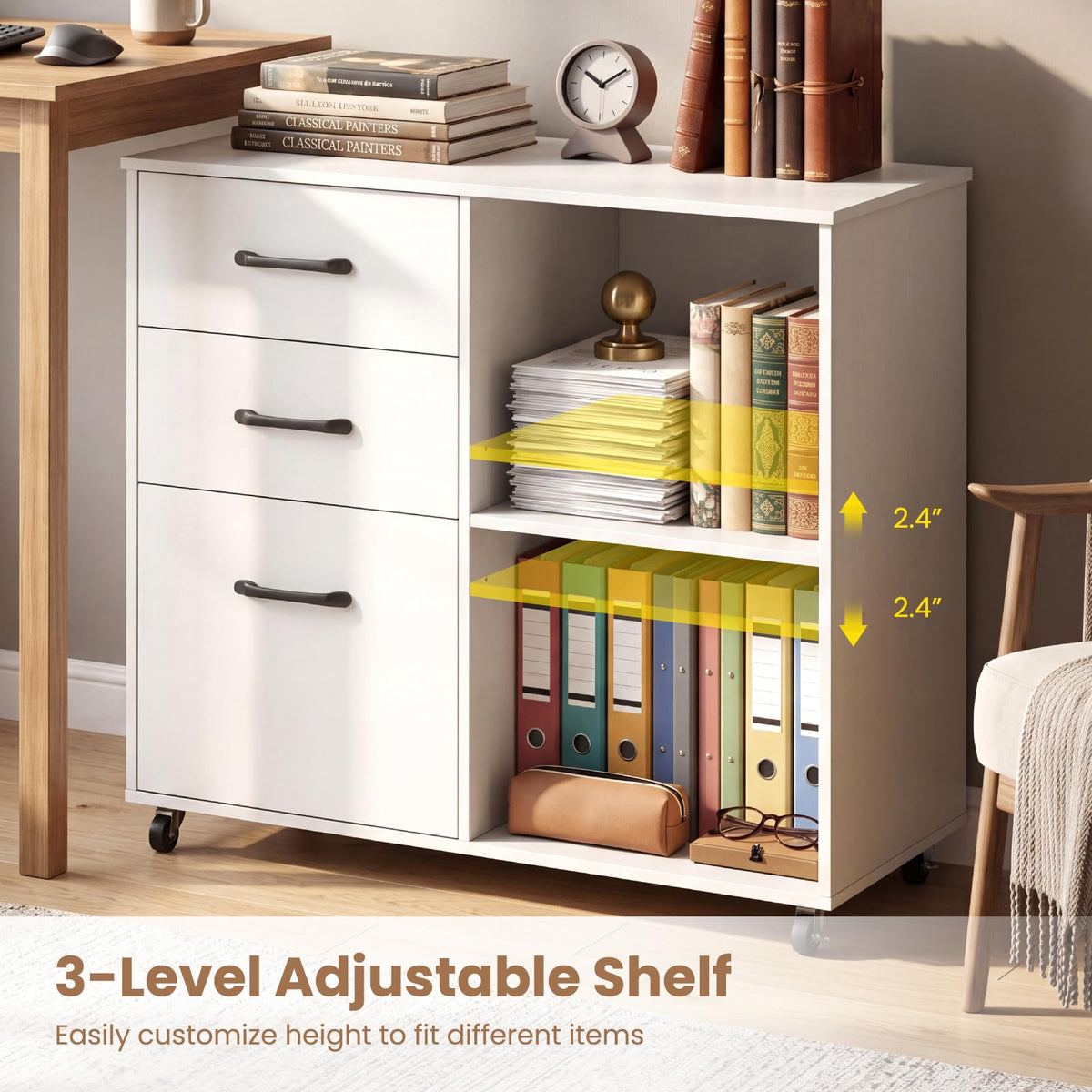 3-Drawer Mobile Filing Cabinet