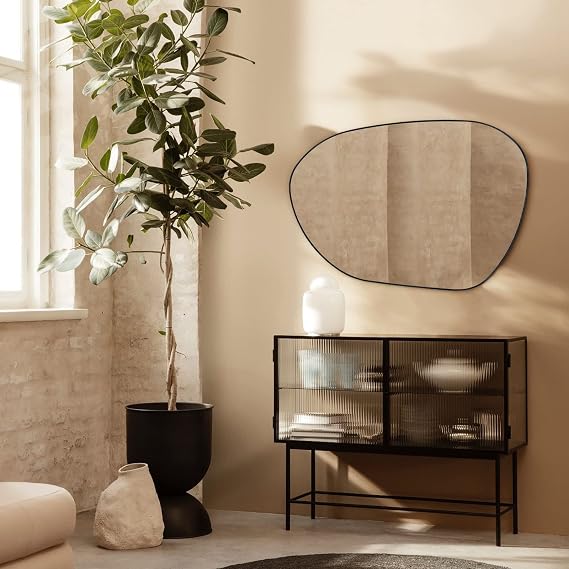 Matte Black Asymmetrical Wall Mirror