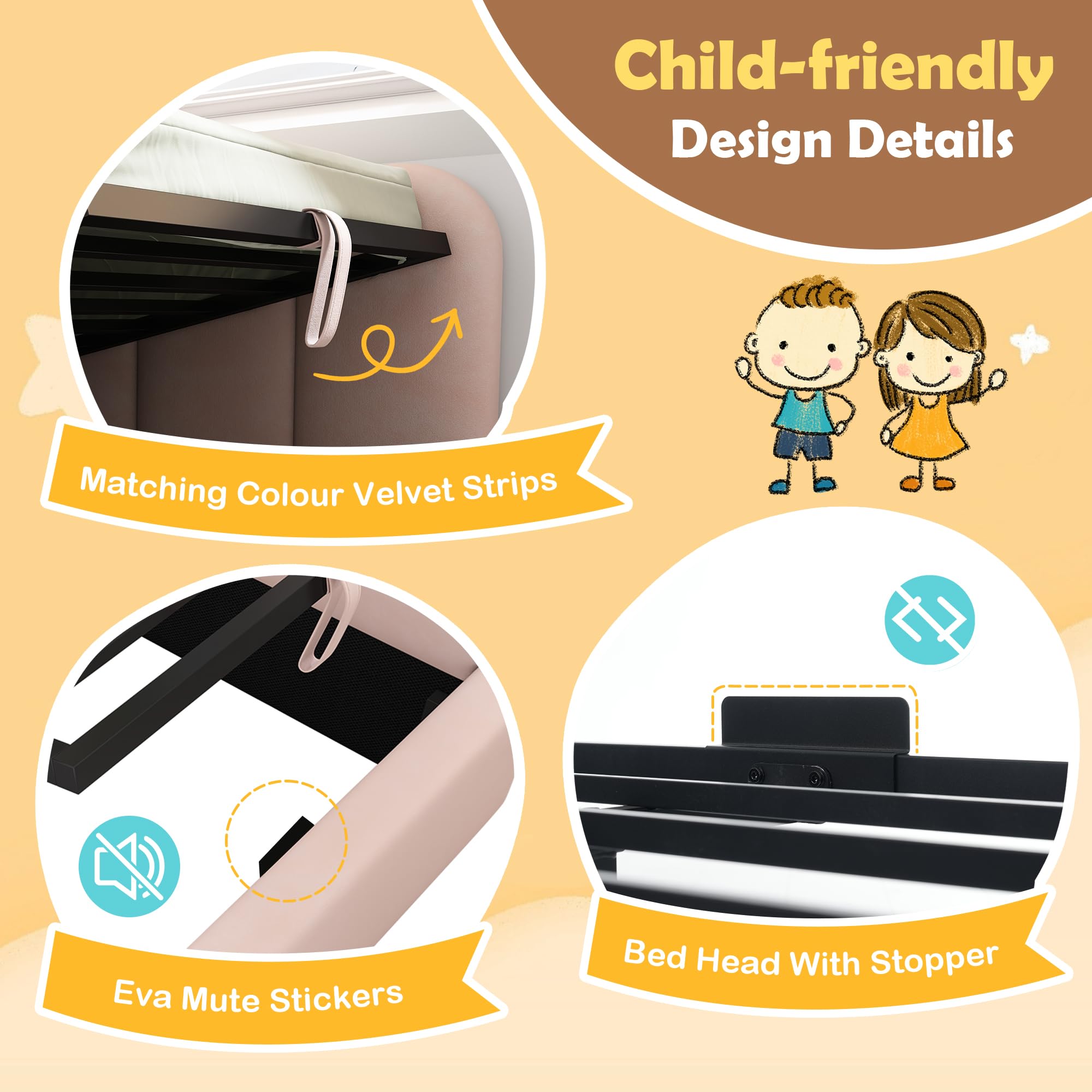 Merax Twin Size Upholstered Lift Up Sofa Day Bed with Headboard, Floor Sofa Daybed with Metal Slat Support, Lift Up Bed Frame for Kids, Boys, Girls Twin, Pink