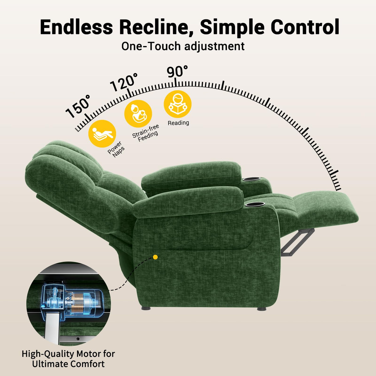 Green Chenille Power Recliner