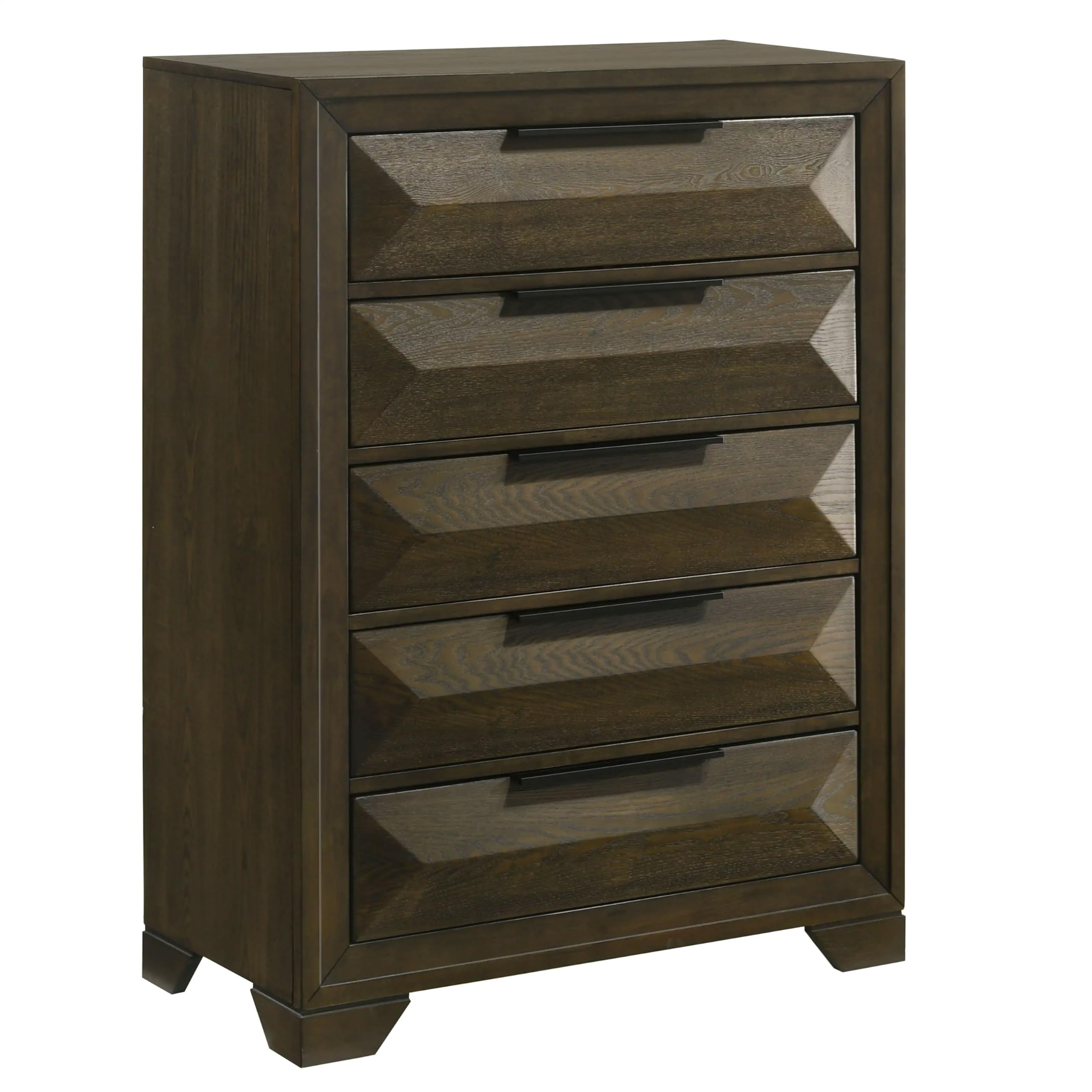 6-Piece Walnut Bedroom Set with Upholstered Bed Frame