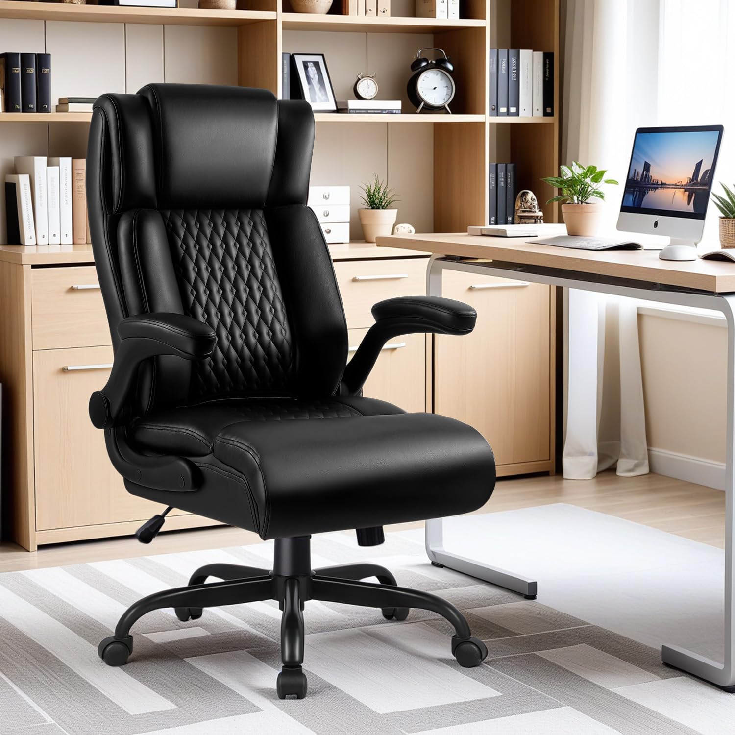 Big & Tall High Back Office Chair with Flip-Up Armrests & Lumbar Support