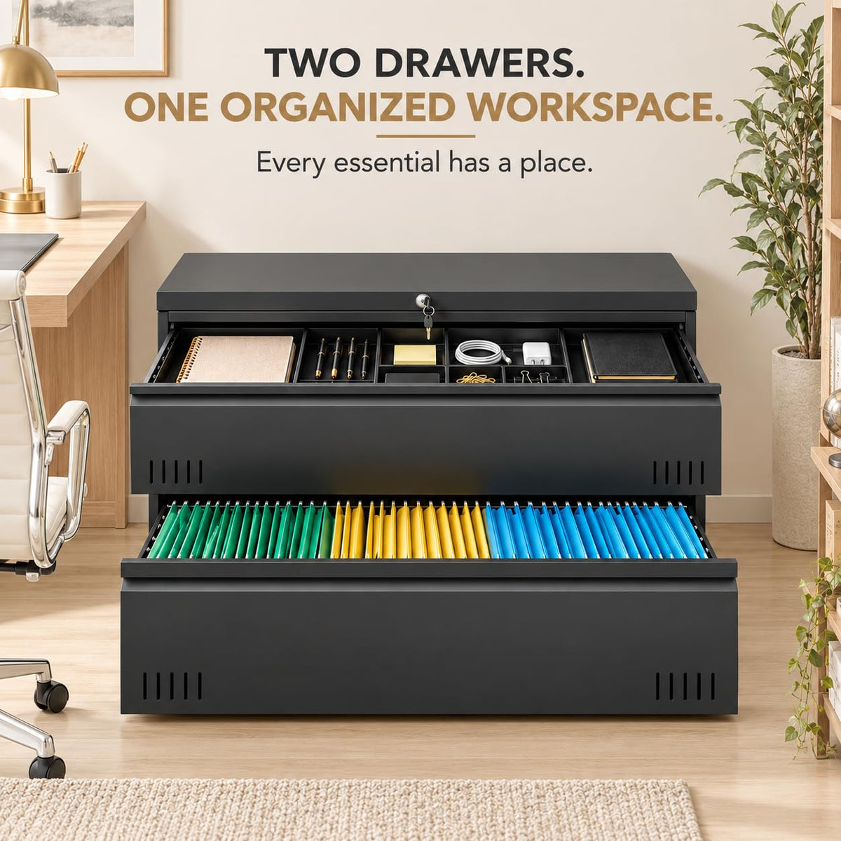 2-Drawer Locking Metal File Cabinet