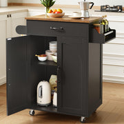 RALGEND Small Kitchen Island Cart with Storage, Black and Rustic Brown