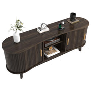 59" Mid-Century TV Stand with Sliding Doors & Power Outlets