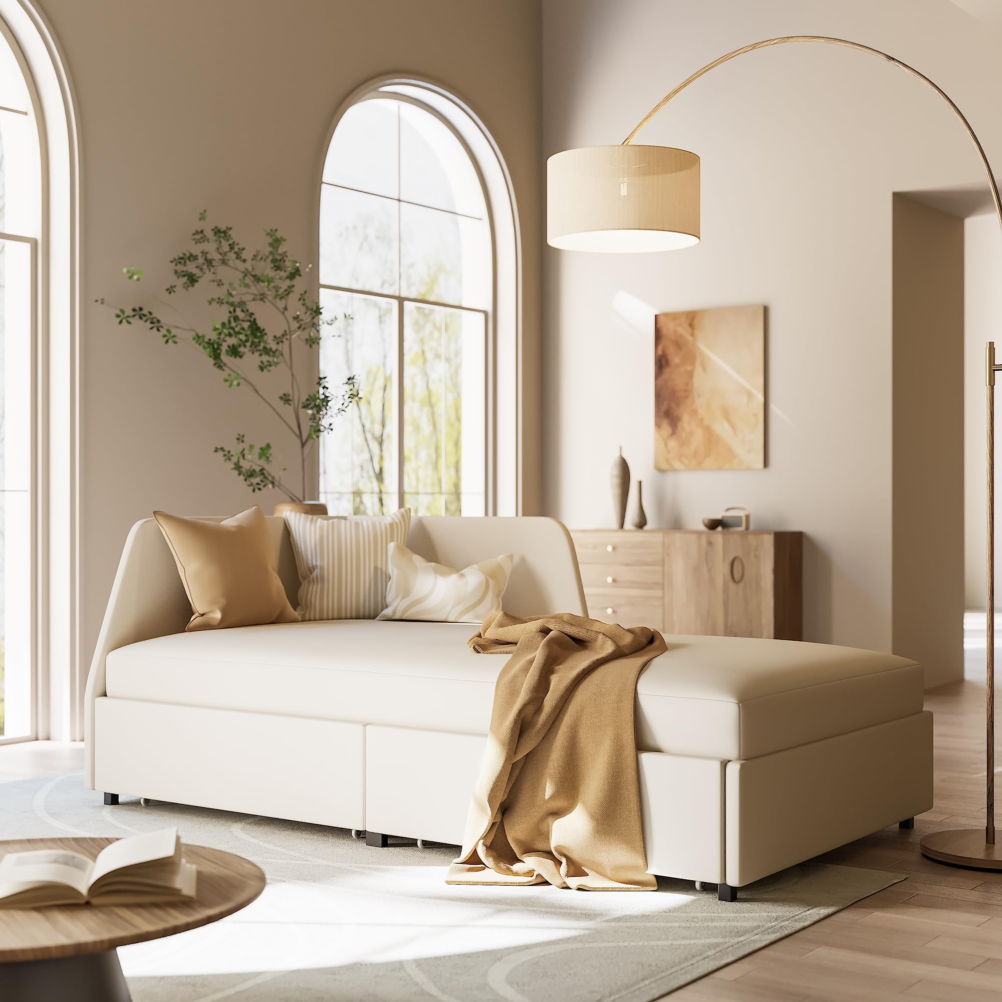 Twin Daybed Frame with Storage Drawers & Safety Rail