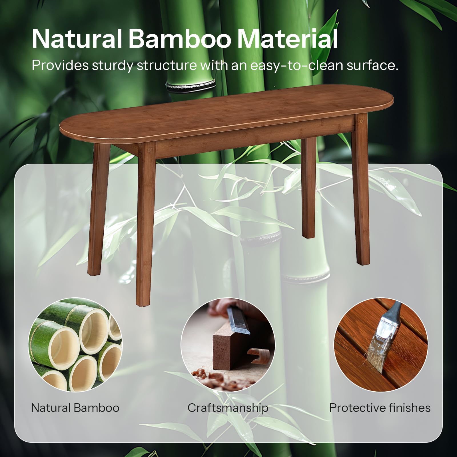 HOOBRO 39.4'' Dining Bench, Bamboo Entryway Bench, Farmhouse Kitchen Table Bench, Sturdy Dining Room Bench, Easy to Assemble, Wooden Bench for Living Room, Hallway, Bedroom, Bathroom, Mocha MA19CD01