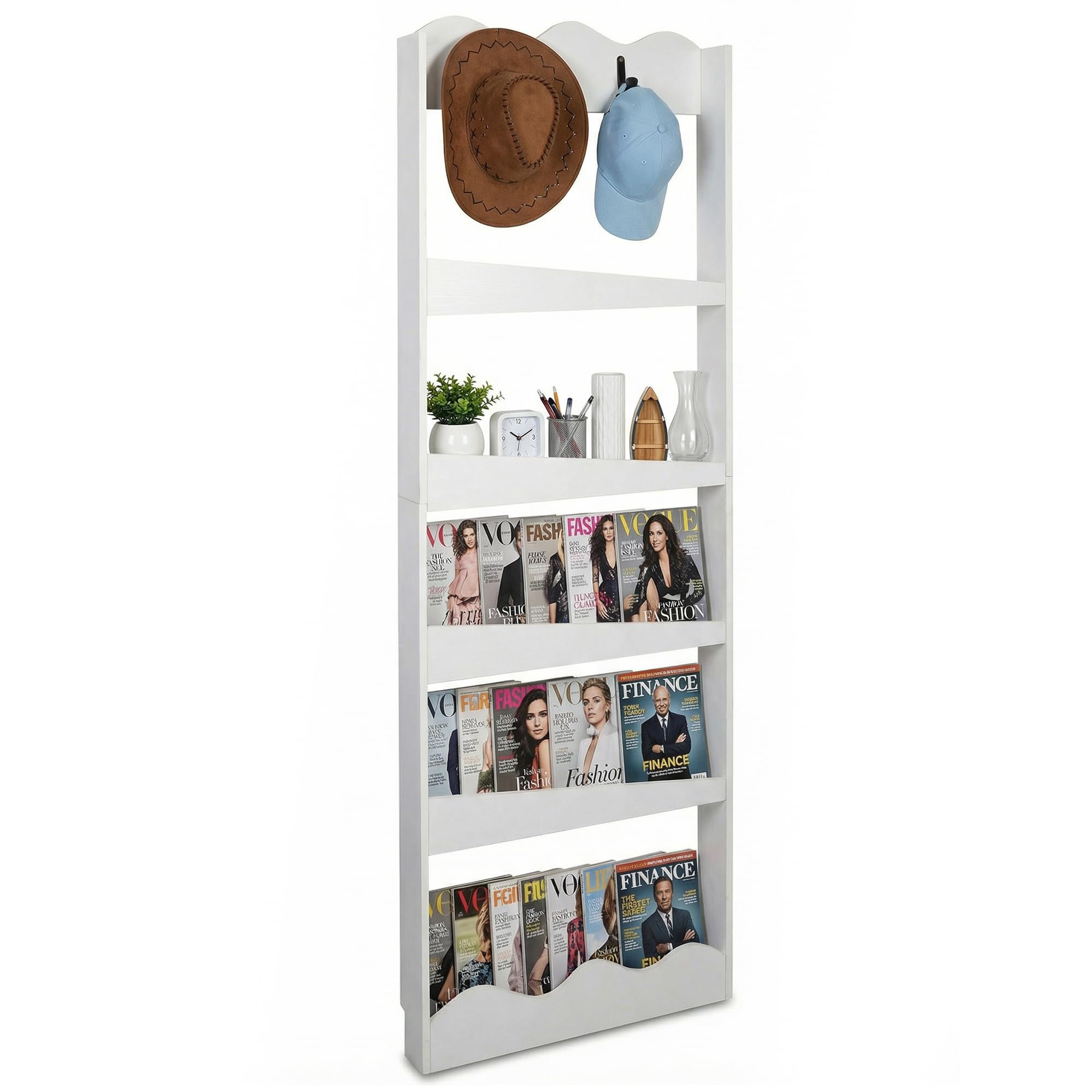 5-Tier Behind-the-Door Wall Bookshelf