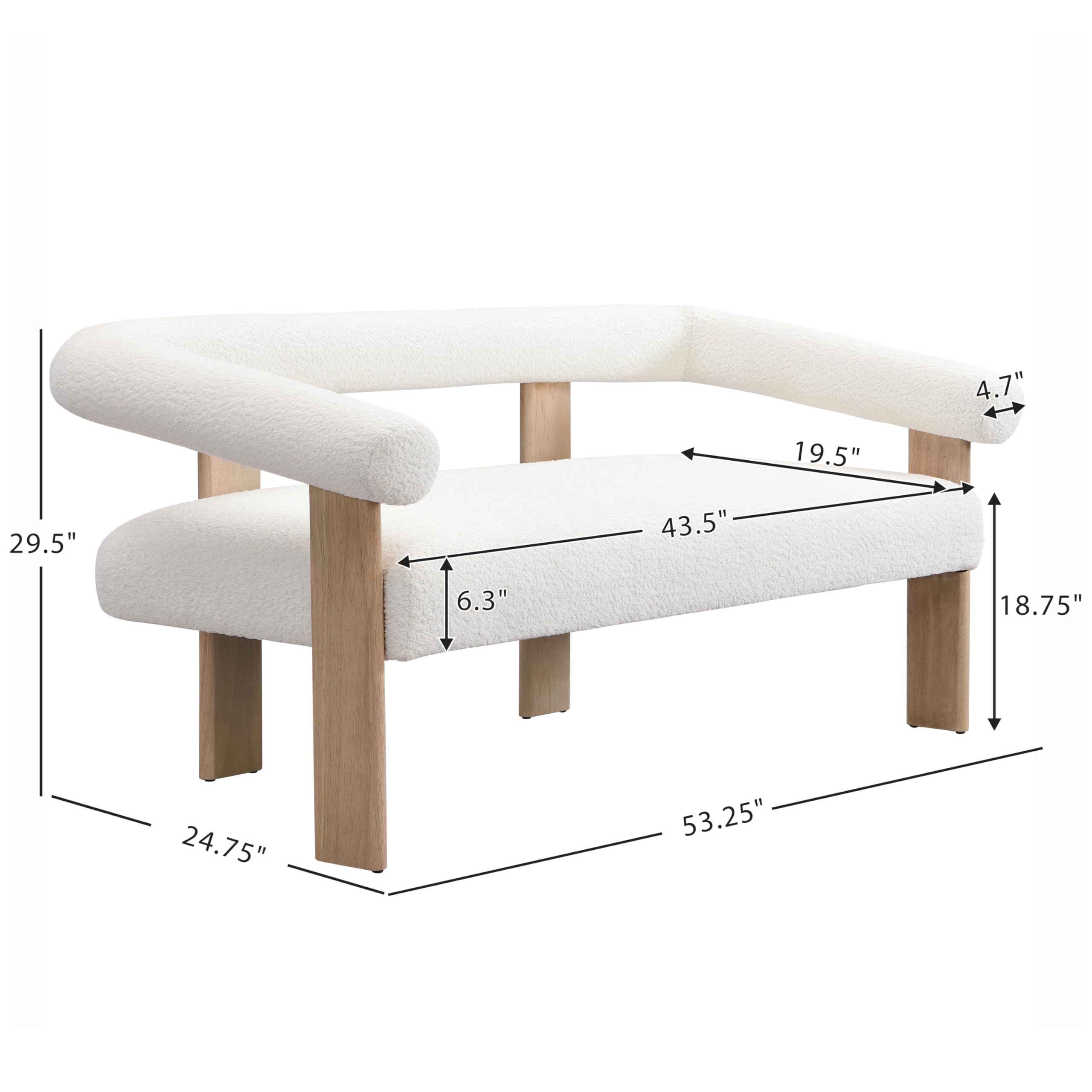 Christopher Knight Home Celen Modern Boucle Fabric Upholstered Loveseat with Round Armrest and Rubberwood Frame, Comfy Living Room 2-Seater Sofa, Space-Saving Couch for Hotel/Apartment, Beige+Natural