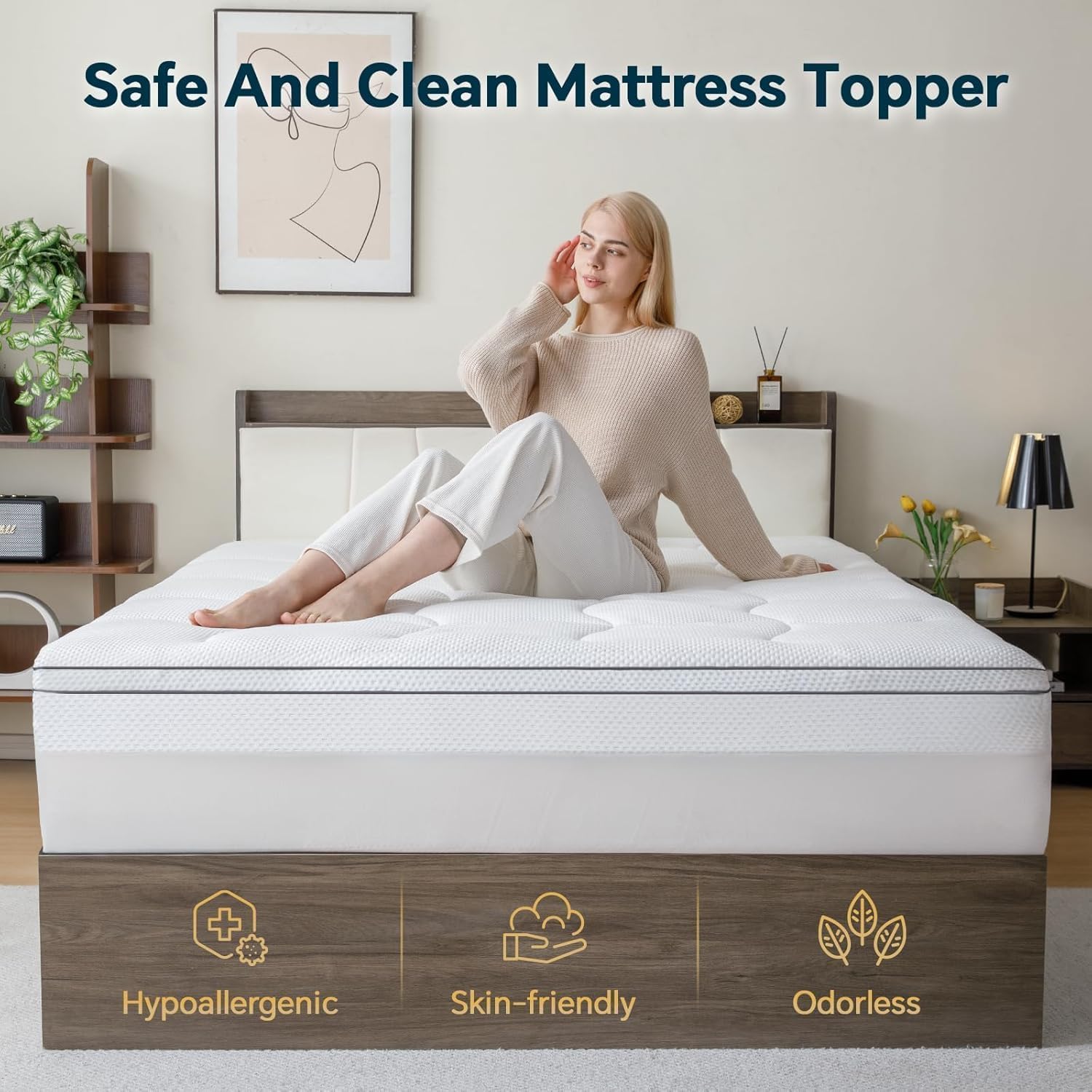 GEMBED Firm Memory Foam Mattress Topper Queen Size - Dual Layer 2.5 Inch Cooling Gel Memory Pad and 1 Inch Pillow Top Mattress Cover for Back Pain - 60" x 80" x 3.5"