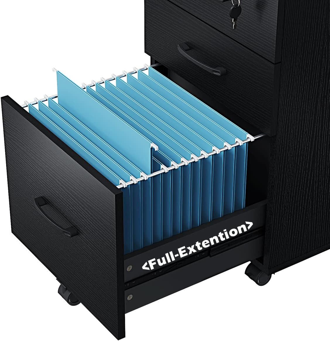 3-Drawer Mobile File Cabinet with Wheels