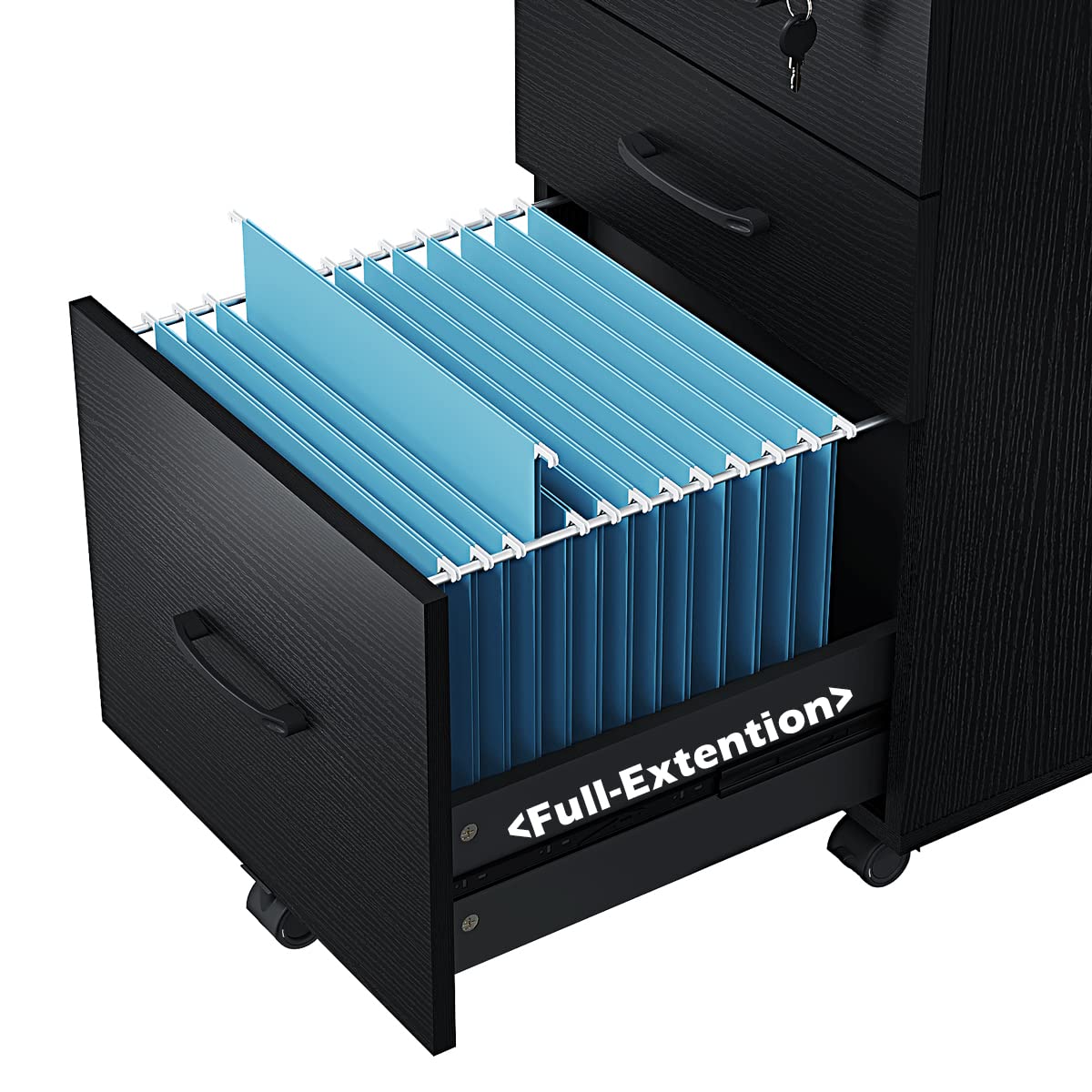 3-Drawer Mobile File Cabinet with Wheels