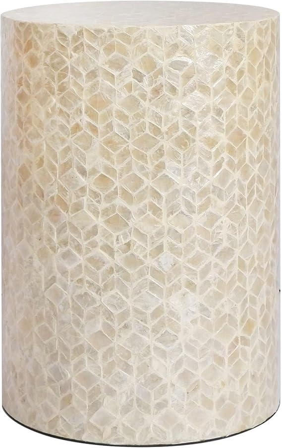 Mother of Pearl Drum Side Table