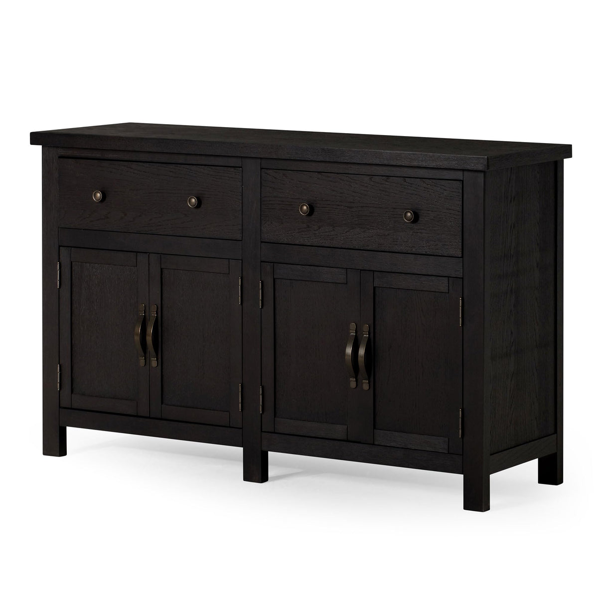 Maven Lane Felix Rustic Large Wooden Sideboard, Accent Buffet Server Table with Doors for Kitchen or Living Room in Weathered Black Finish
