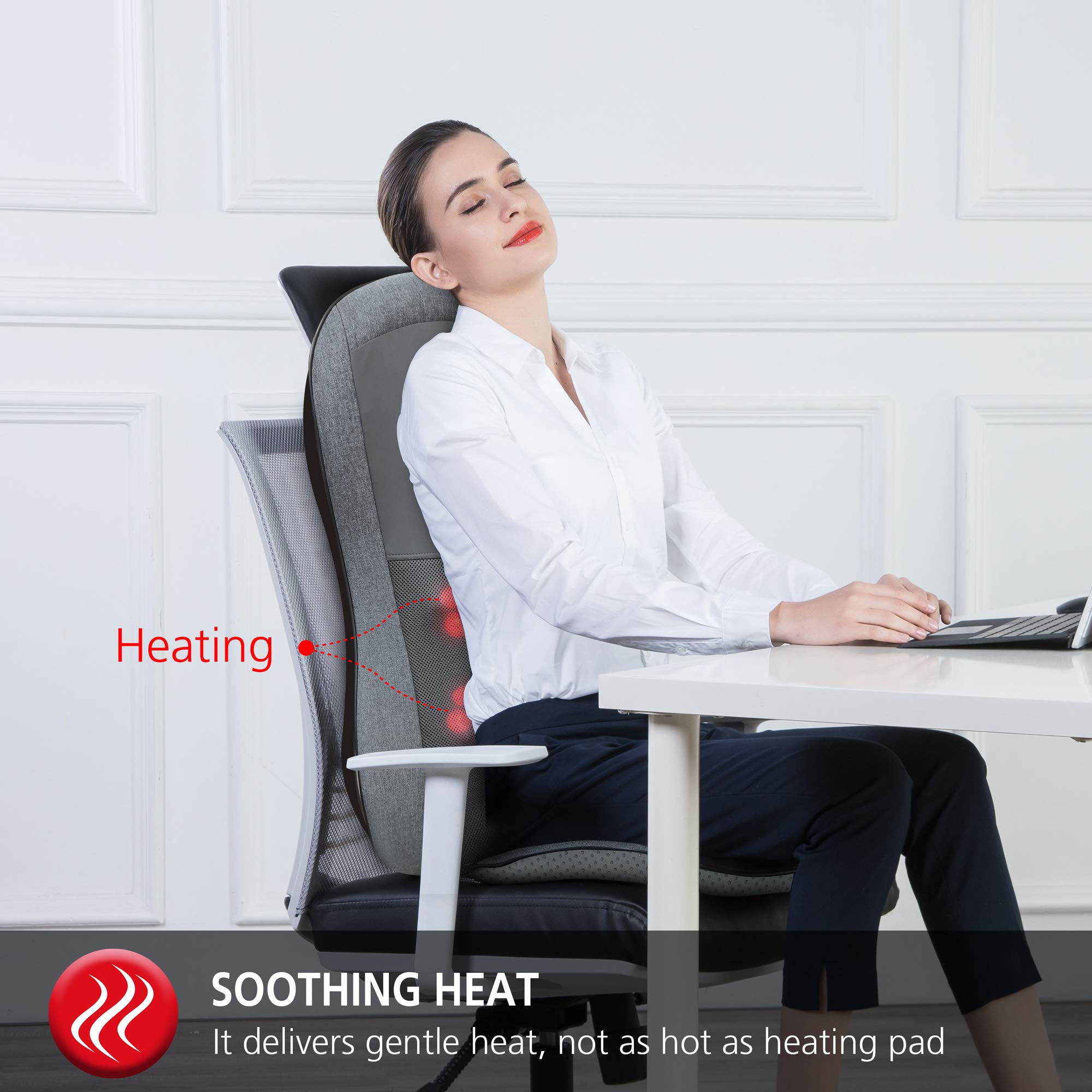COMFIER Shiatsu Full Back Massager,Massage Chair Pad with Heat,2D/3D Massage Seat Cushion,Chair Massager with 10 Shiatsu Nodes, Rolling Kneading Chair Pads for Lower Back,Father Day Gifts